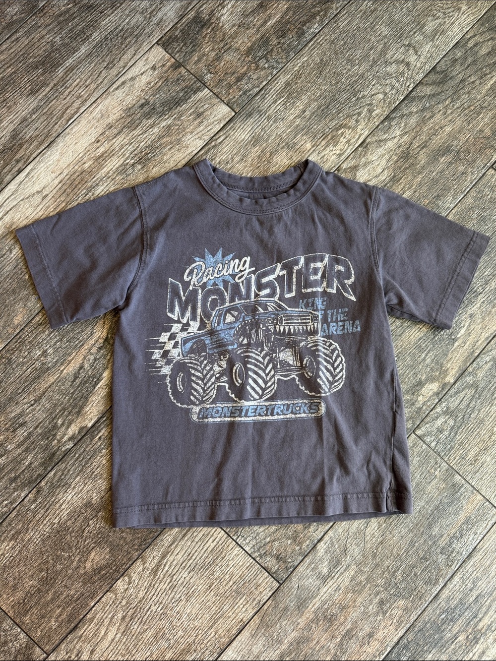 Cotton On Boys Charcoal Gray Monster Truck Tee